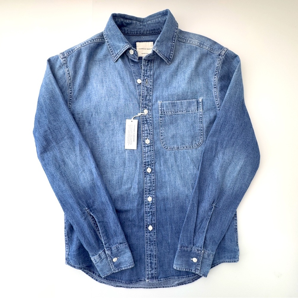 American Eagle Outfitters Blue Denim Button-Down Shirt XS NWT